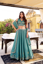 Sky Blue Chocolate Crush Sequins Embroidered Lehenga Choli
