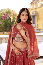 Maroon Chocolate Crush Sequins Embroidered Lehenga Choli