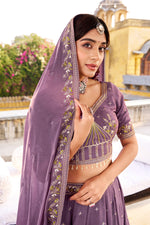 Light Purple Chocolate Crush Sequins Embroidered Lehenga Choli