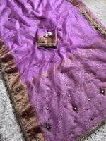 Ghungroo Mirror Work Saree – Soft Tissue Silk