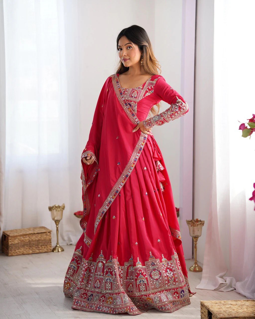 Dark Pink Color Designer party Wear Lehenga Choli