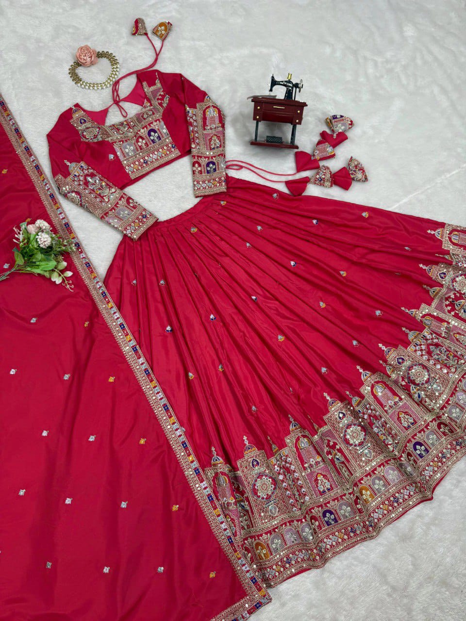 Dark Pink Color Designer party Wear Lehenga Choli