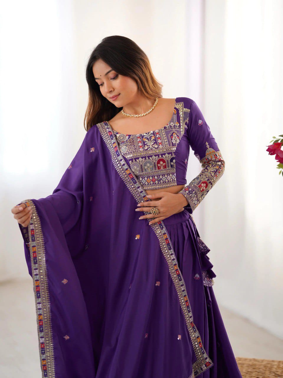Dark Purple color Designer party Wear Lehenga Choli