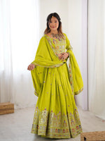 Parrot Green Color Designer Party Wear Lehenga Choli