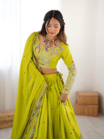 Parrot Green Color Designer Party Wear Lehenga Choli