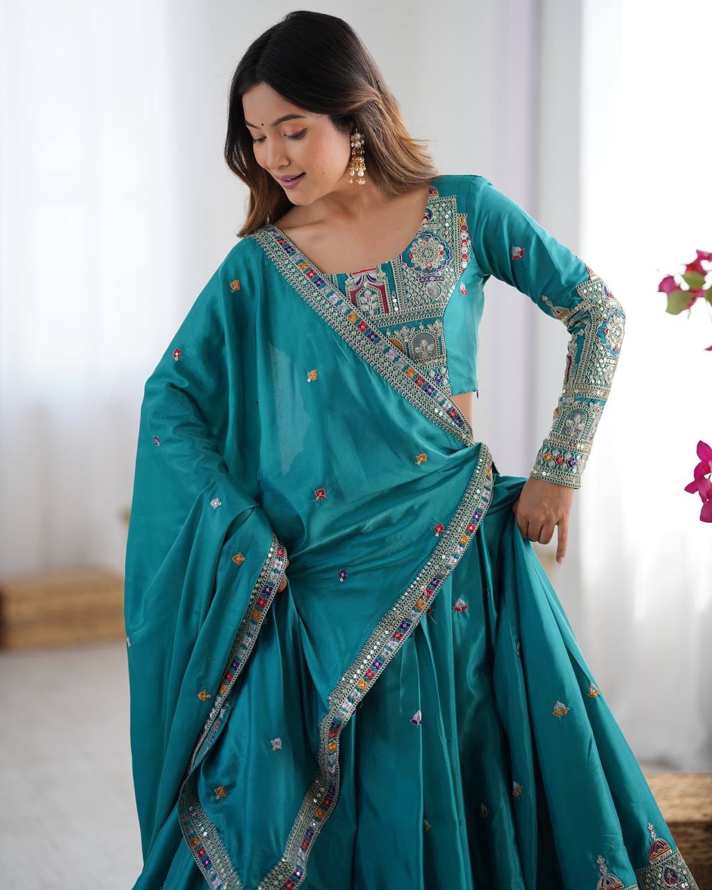 Rama Green Color Designer Party Wear Lehenga Choli