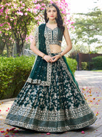 beautifully crafted green dola silk jacquard Lehenga Choli