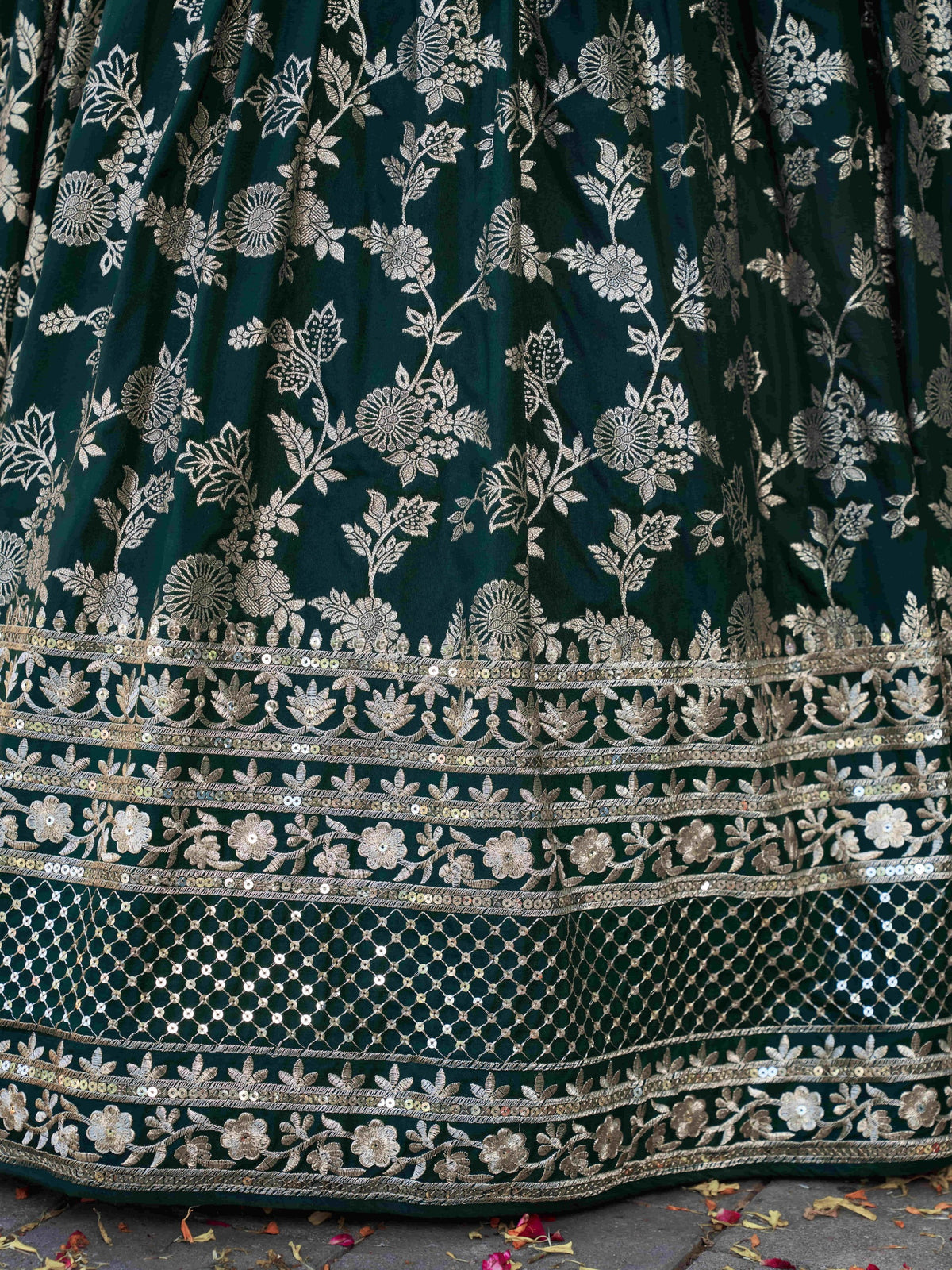 beautifully crafted green dola silk jacquard Lehenga Choli