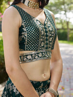 beautifully crafted green dola silk jacquard Lehenga Choli