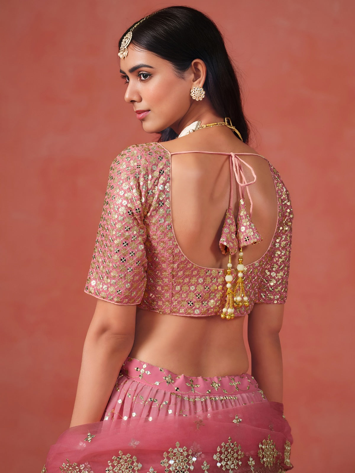 Pink Georgette beautiful Designer Party Wear Lehenga Choli