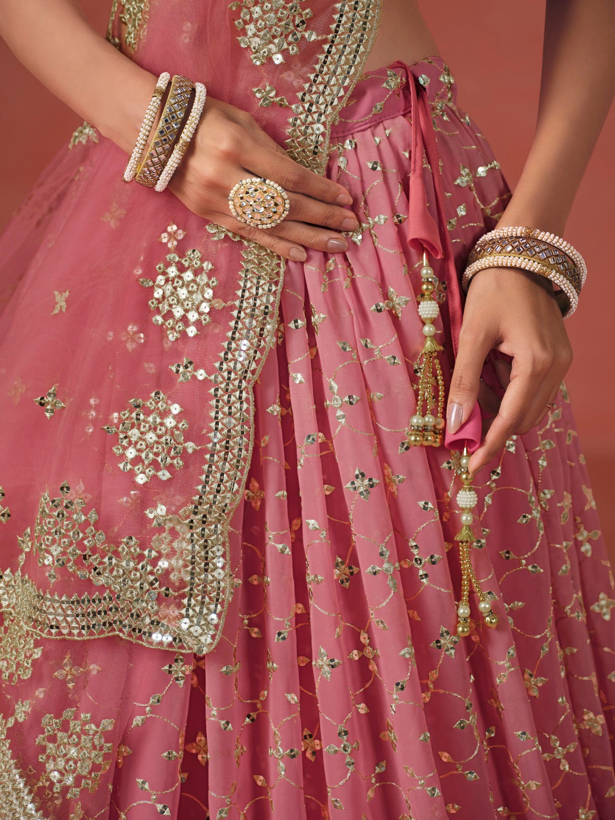Pink Georgette beautiful Designer Party Wear Lehenga Choli