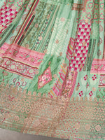 Green Multicolor Designer Printed Embroidered Lehenga Choli