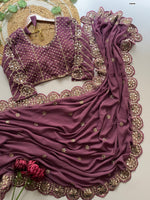 Purple Color Designer Faux Georgette Party Wear Saree