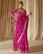 Pink Color Designer Faux Georgette Party Wear Saree