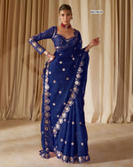 Blue Color Color Designer Faux Georgette Party Wear Saree