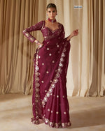 Purple Color Color Designer Faux Georgette Party Wear Saree