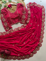 Pink Color Designer Faux Georgette Party Wear Saree
