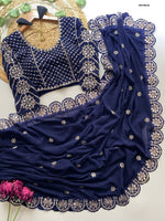 Blue Color Color Designer Faux Georgette Party Wear Saree