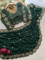Green Color Color Designer Faux Georgette Party Wear Saree