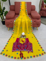 yellow color designer embroidery Georgette Saree