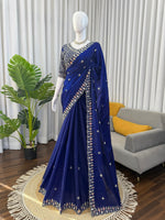 Blue Color Trending Designer Party Wear Saree