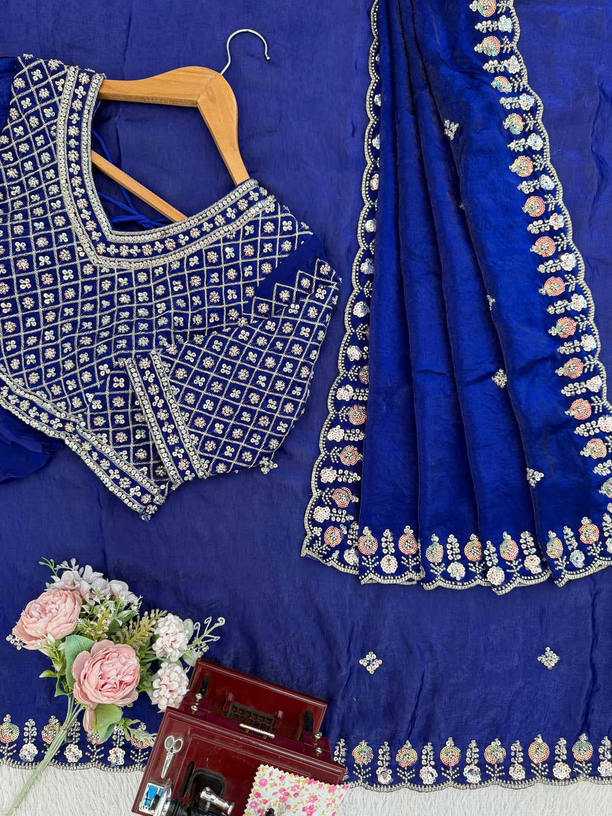 Blue Color Trending Designer Party Wear Saree