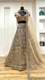 Golden Designer Lehenga Choli with Heavy Net Embroidery
