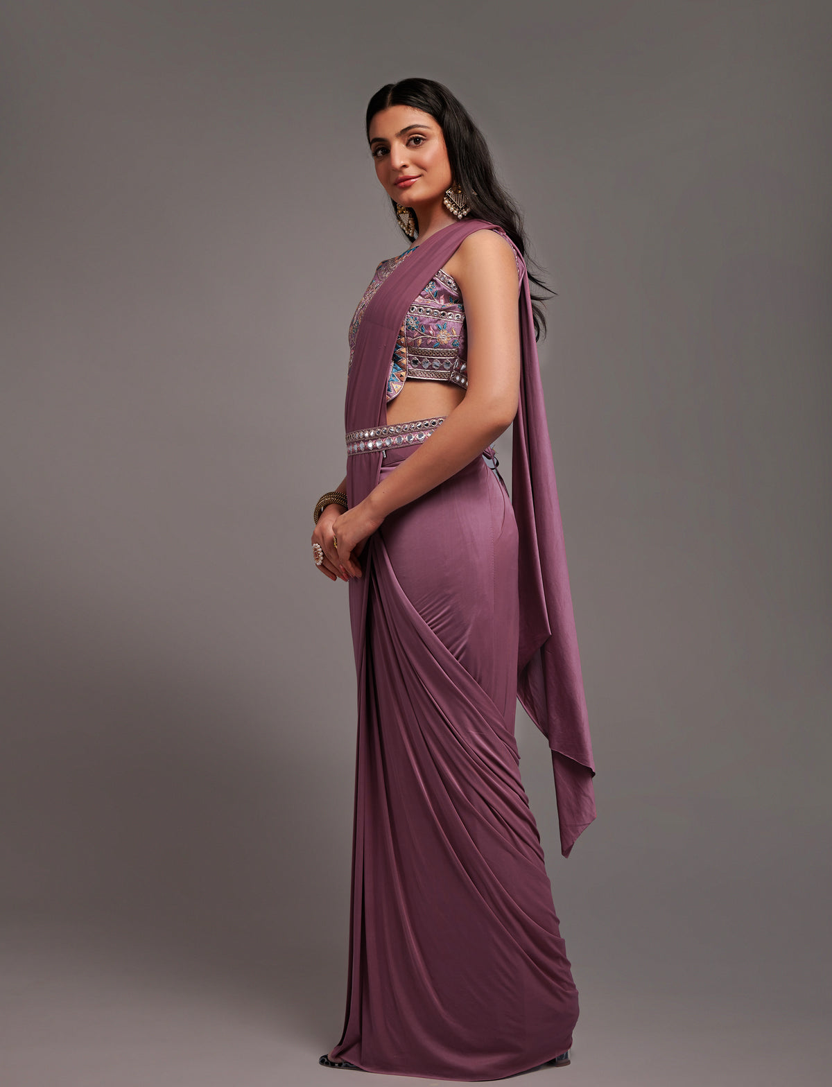 Wild Berry pink saree with rich blouse - Joshindia