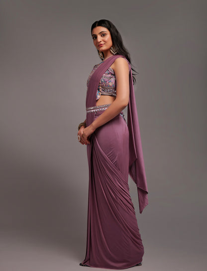 Wild Berry pink saree with rich blouse