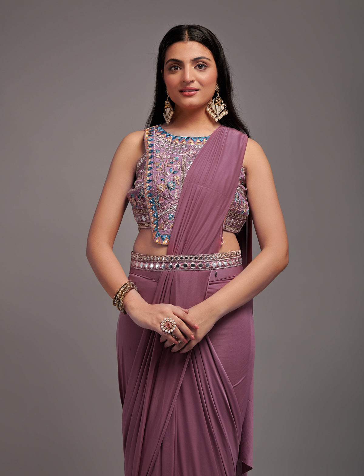 Wild Berry pink saree with rich blouse - Joshindia