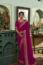 Buy Wine Color Designer Indian Saree Online - Joshindia