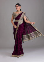 Buy Wine Colour Saree Online At Best Prices - JOSHINDIA - Joshindia
