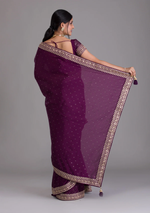 Buy Wine Colour Saree Online At Best Prices - JOSHINDIA - Joshindia