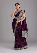 Buy Wine Colour Saree Online At Best Prices - JOSHINDIA - Joshindia