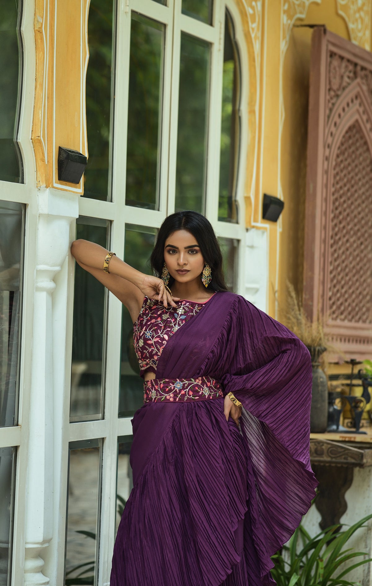 Buy Wine Colour Saree Online At Best Prices - Joshindia
