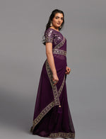 Wine Saree - Buy Wine Color Designer Indian Saree Online - Joshindia