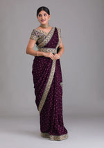 Buy Wine Colour Saree Online At Best Prices - JOSHINDIA - Joshindia