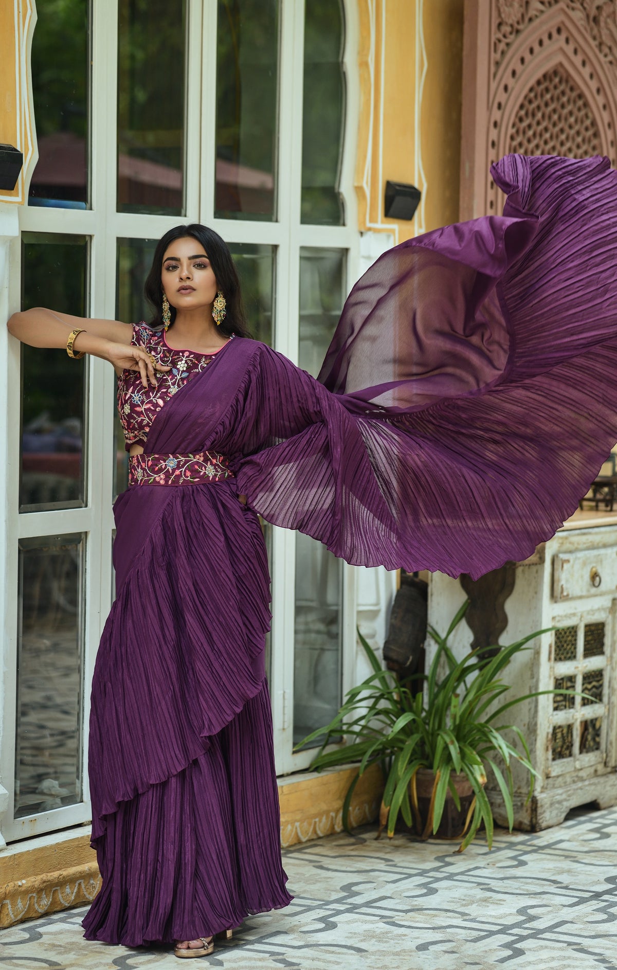 Buy Wine Colour Saree Online At Best Prices - Joshindia