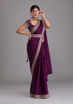 Buy Wine Colour Saree Online At Best Prices - JOSHINDIA - Joshindia