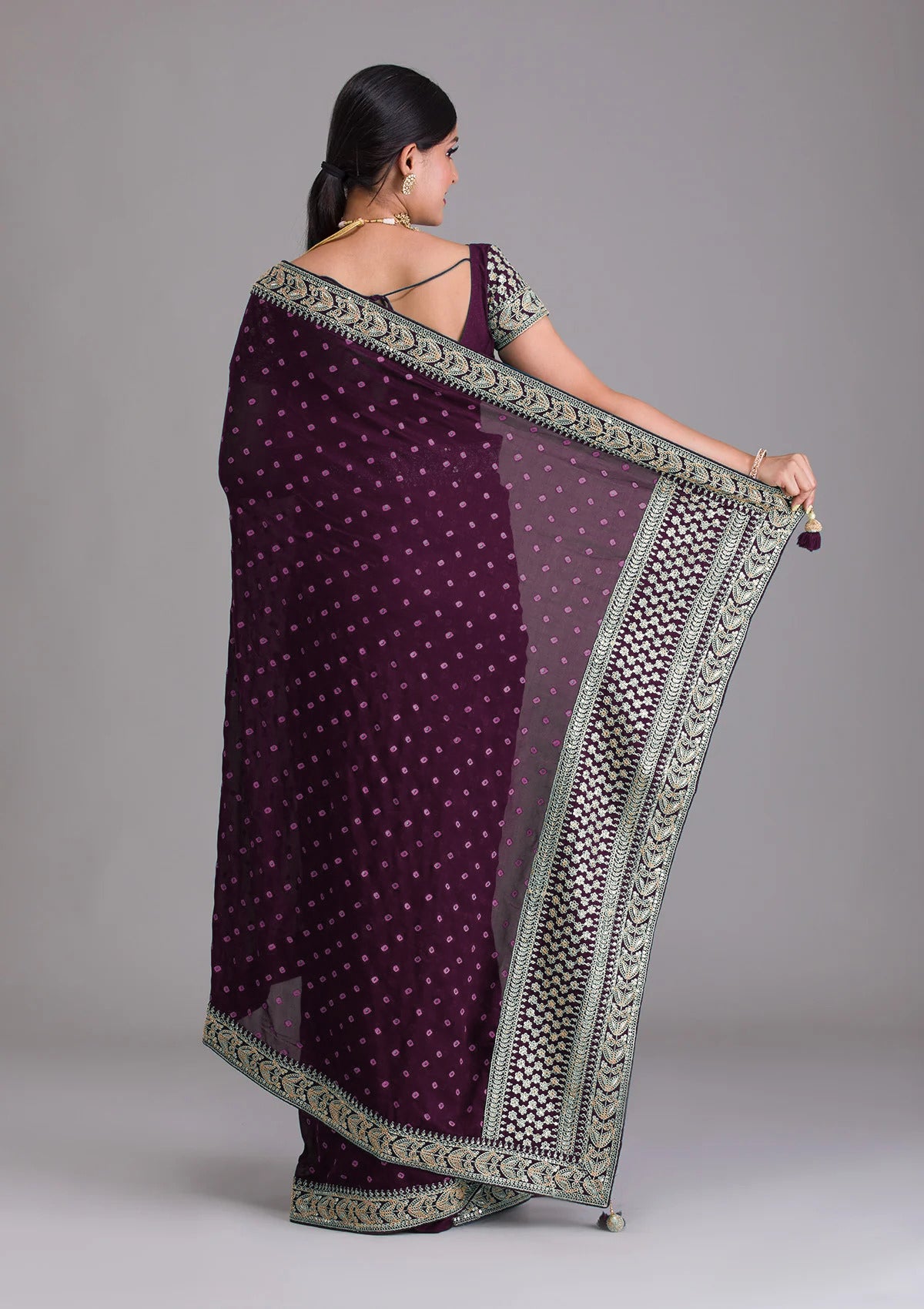 Buy Wine Colour Saree Online At Best Prices - JOSHINDIA - Joshindia