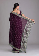 Buy Wine Colour Saree Online At Best Prices - JOSHINDIA - Joshindia
