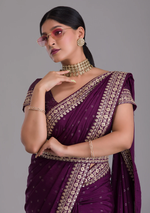 Buy Wine Colour Saree Online At Best Prices - JOSHINDIA - Joshindia