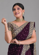 Buy Wine Colour Saree Online At Best Prices - JOSHINDIA - Joshindia