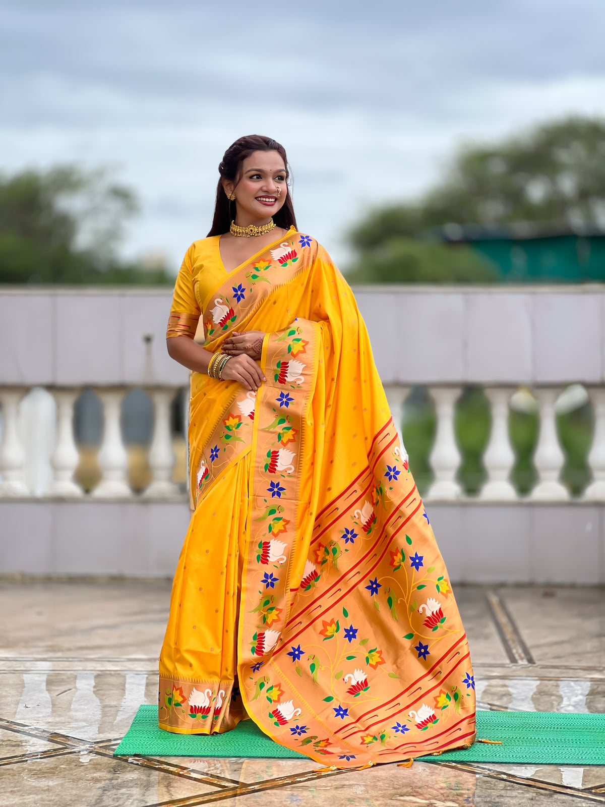 Rajhans Woven Design Silk Blend Paithani Saree