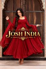 Maroon Faux Georgette Anarkali Suit with Pant Dupatta Hand Work 6.5 Mtr Flair