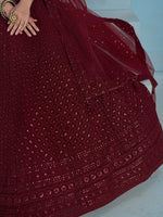 Maroon Sequins Reception Wear Lehenga Choli With Net Dupatta