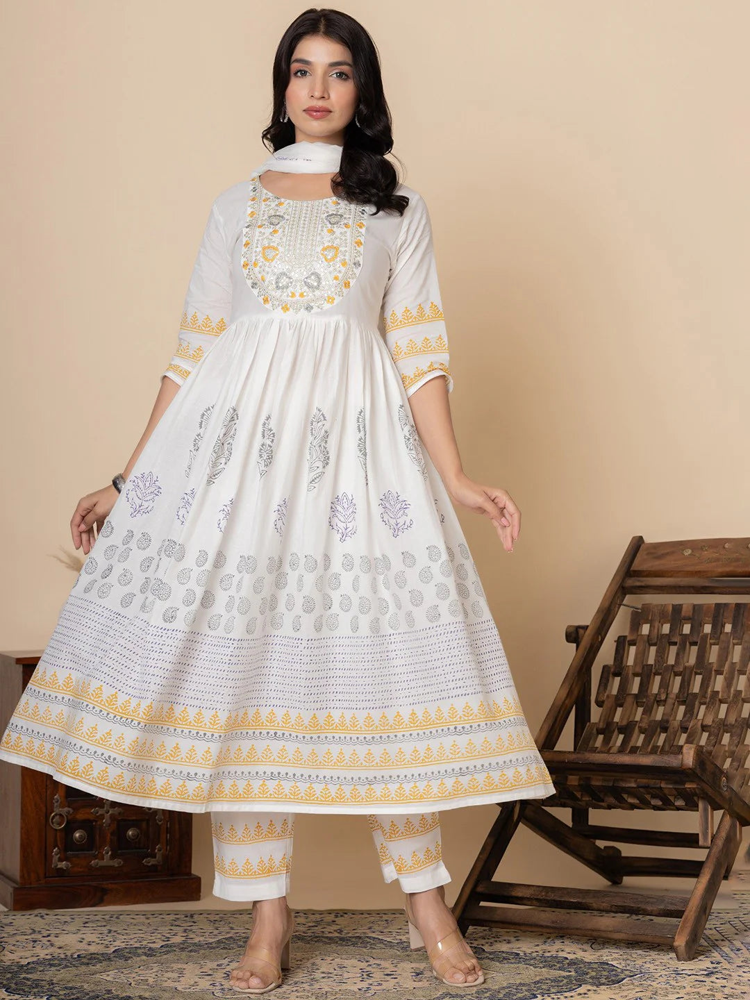 Women Ethnic Motifs Printed Anarkali Set