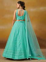 Sky Blue Sequins Georgette Engagement Wear Lehenga Choli