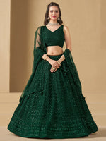 Green Sequins Georgette Festival Wear Lehenga Choli