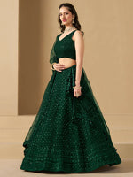 Green Sequins Georgette Festival Wear Lehenga Choli